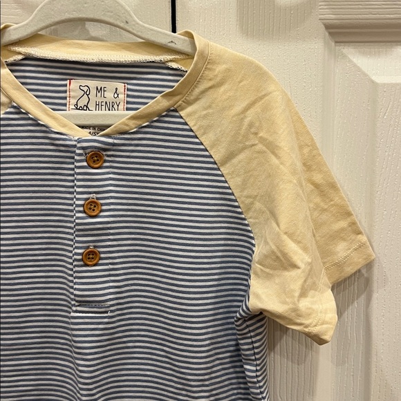 ME & HENRY Striped T-Shirt Blue White Tan Boys Size 4-5 Years - Picture 3 of 7